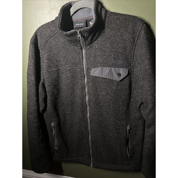 Marmot Jacket Mens Medium Gray Poacher Pile Wool Blend Fleece Lined Hiking - Picture 1 of 6